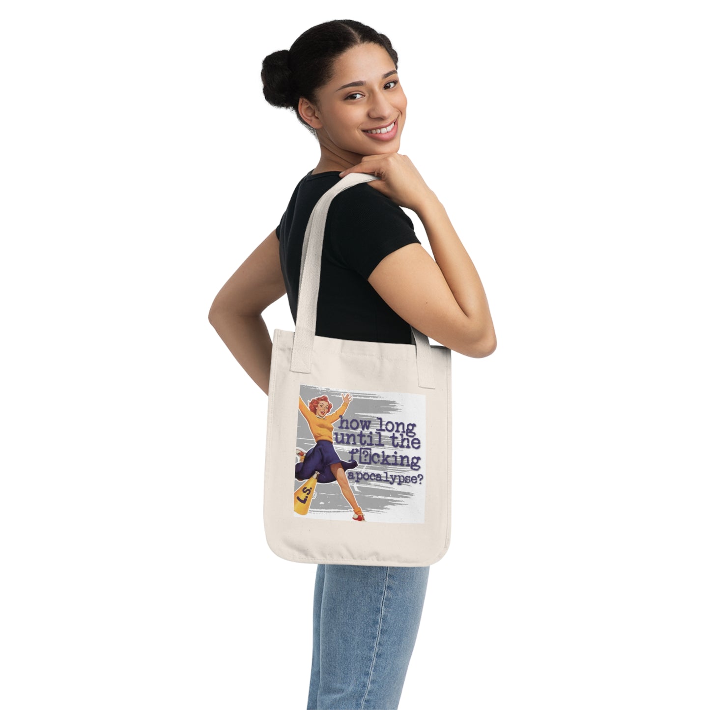 'How long' - Vintage-Inspired Organic Canvas Tote Bag