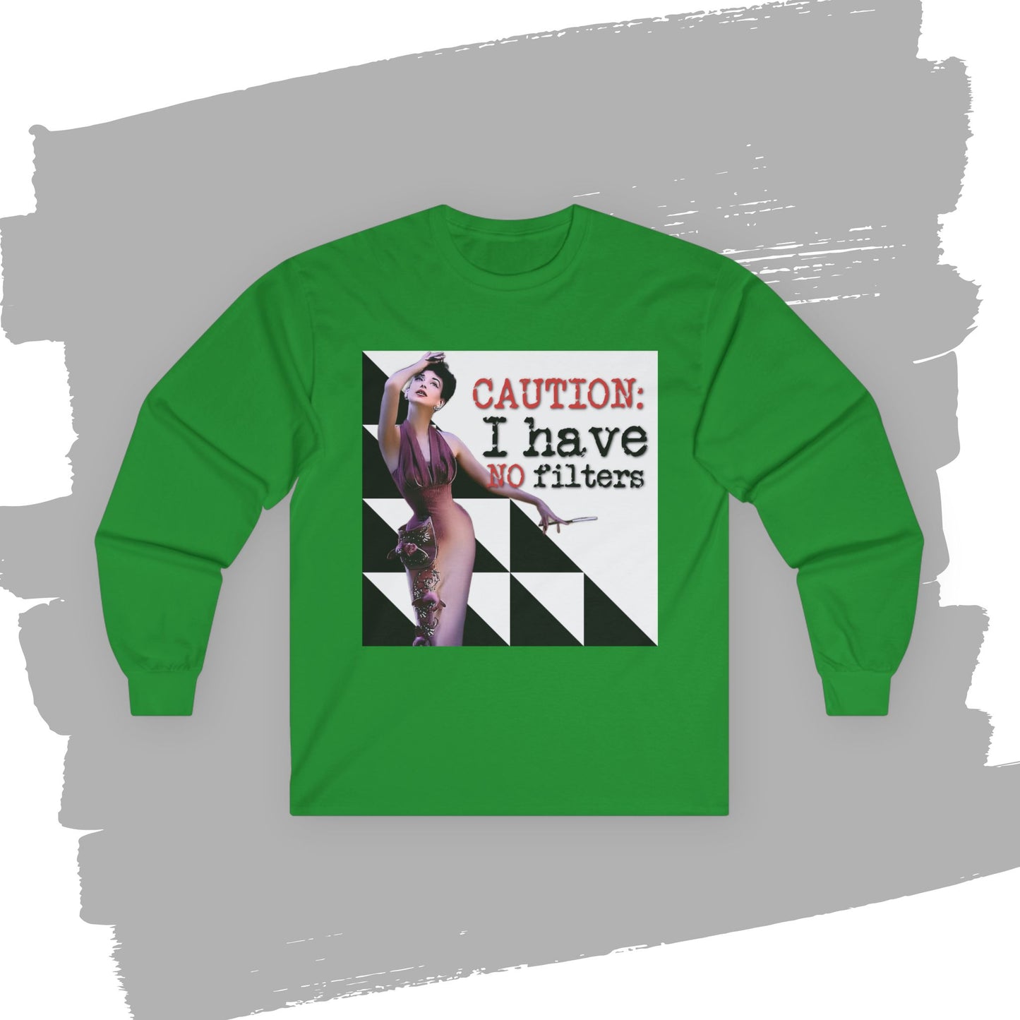 'CAUTION: I have no filters' - Funny Retro Long Sleeve Tee -