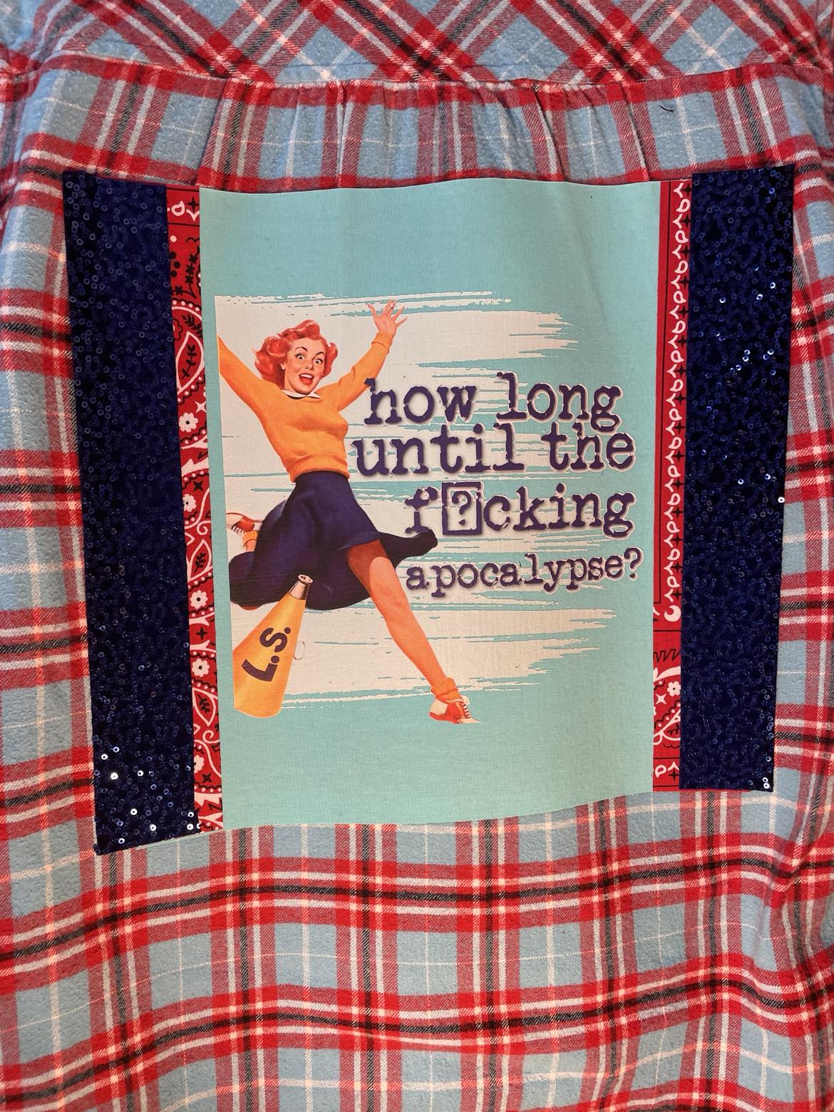 “How Long Until the F*cking Apocalypse?” Flannel – Aunt Jane’s Swears Edition RED