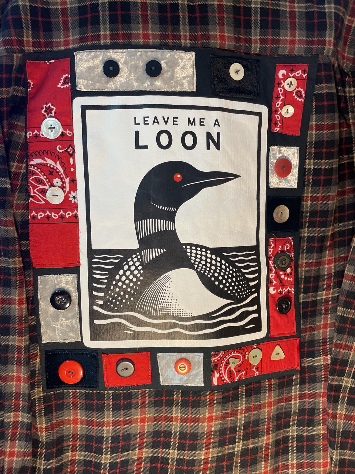 🪶 “Leave Me a Loon” Upcycled Flannel (One of a Kind)