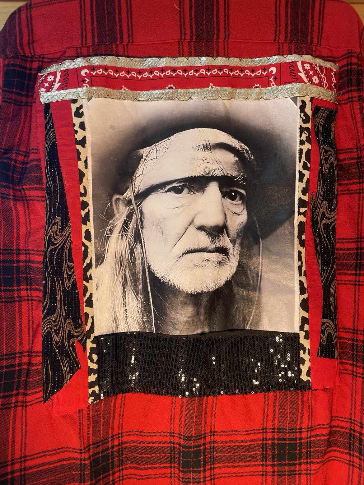 🔥 “Whiskey Weather” Upcycled Willie Nelson Flannel (One of a Kind)