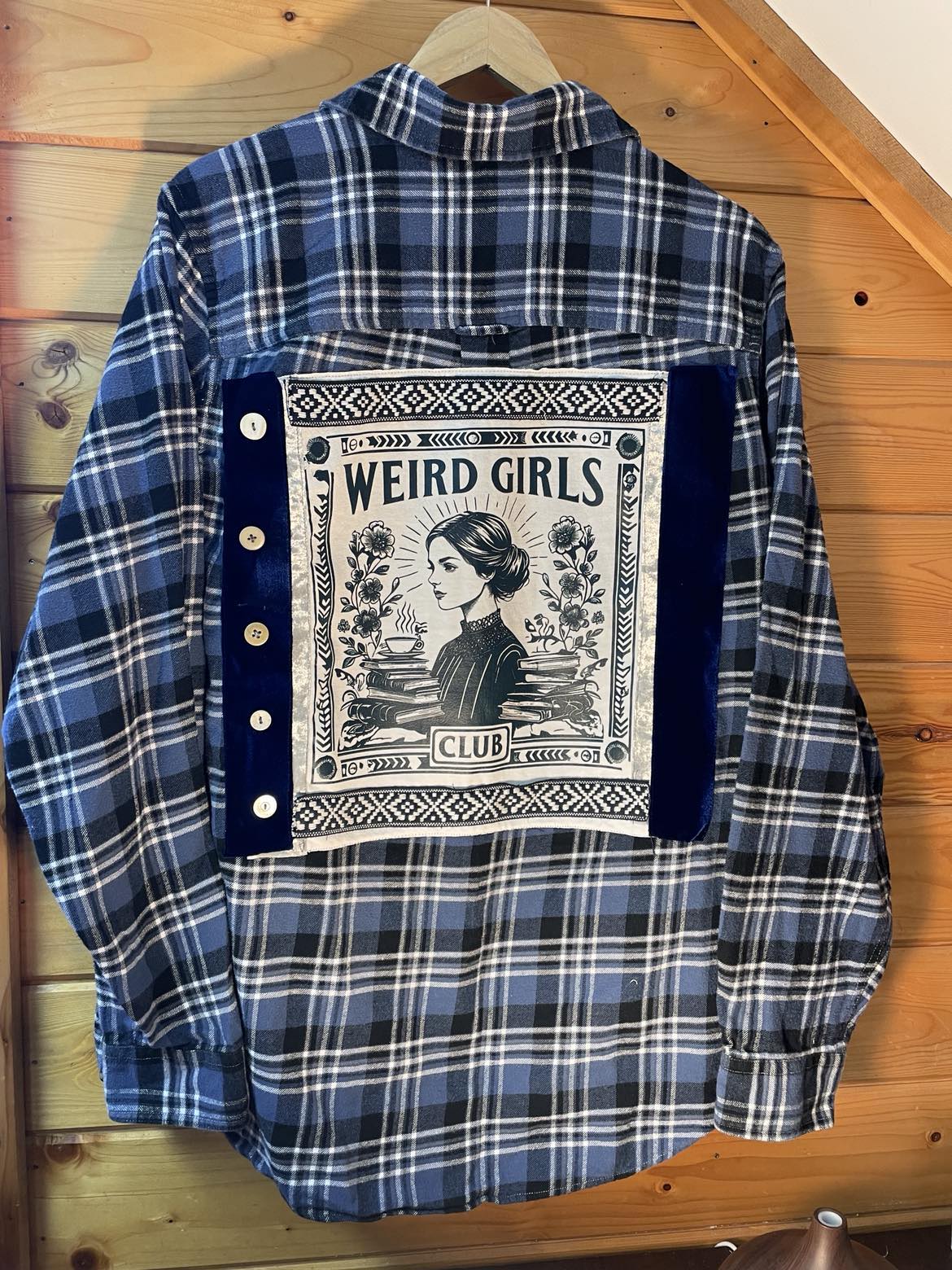 🌙 “Weird Girls Club” Upcycled Flannel (One of a Kind)