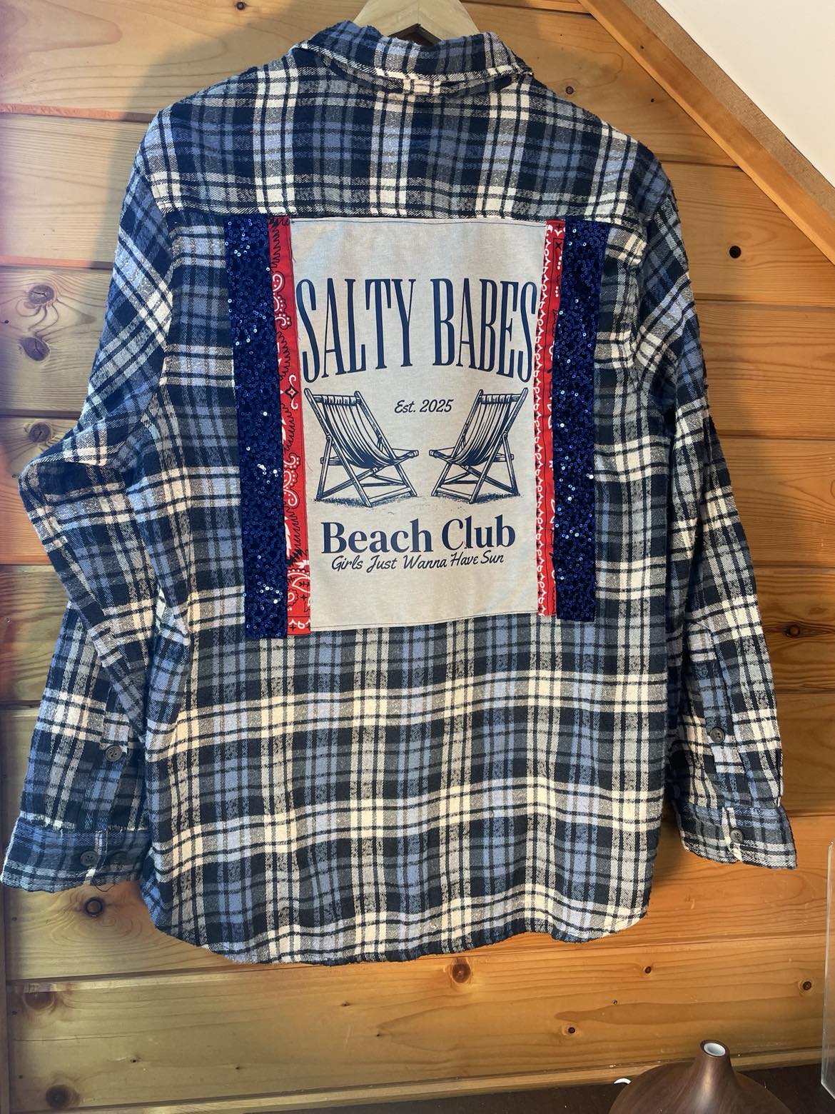🏖️ “Salty Babes Beach Club” Upcycled Flannel