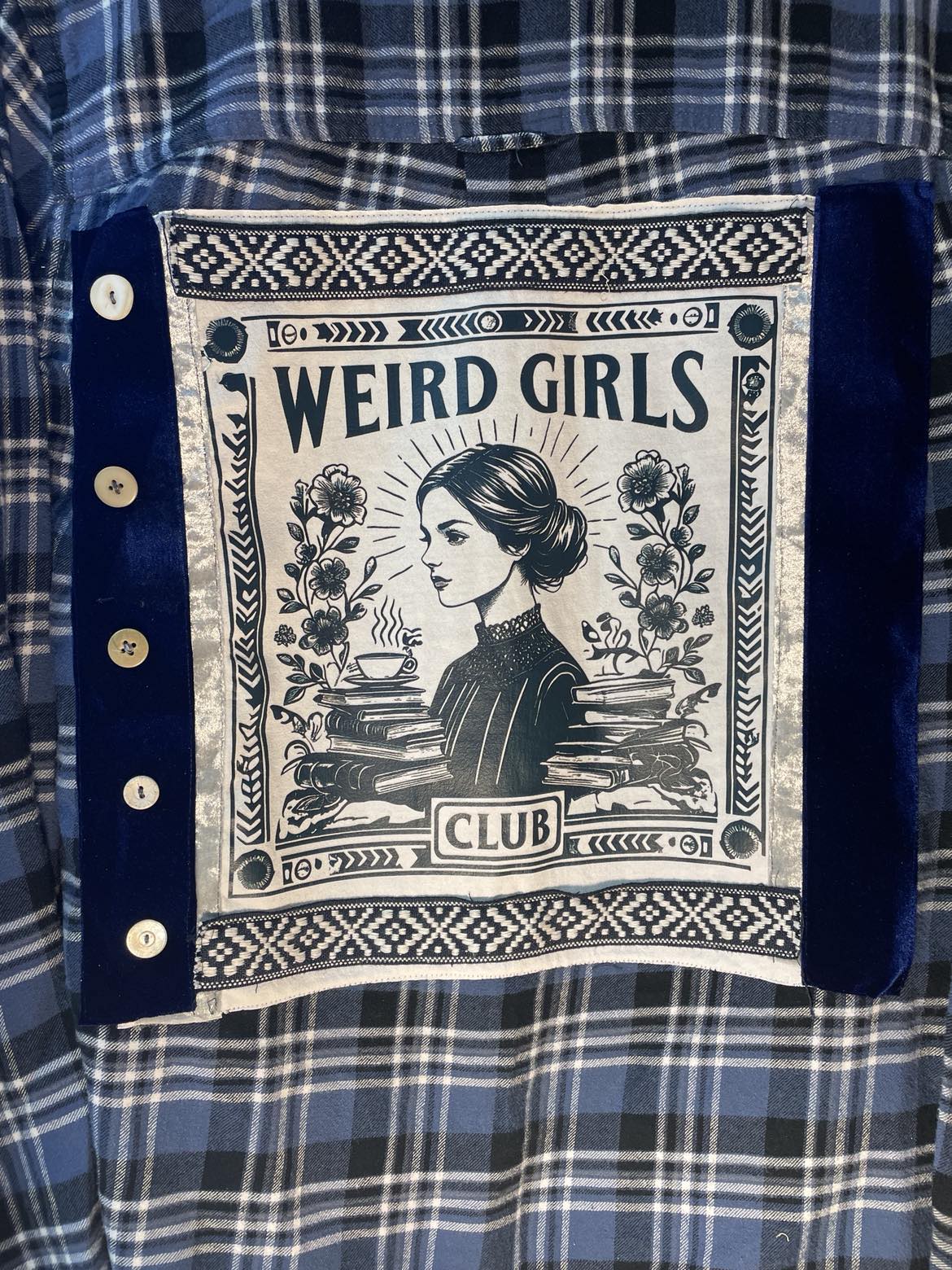 🌙 “Weird Girls Club” Upcycled Flannel (One of a Kind)