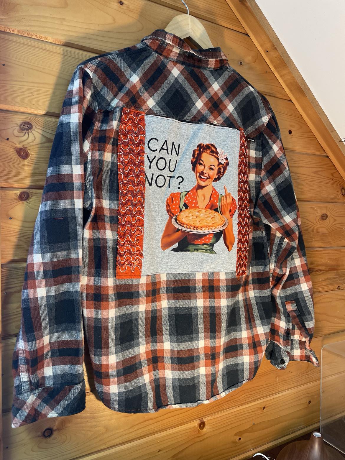š„§ āCan You Not?ā Upcycled Flannel (Aunt Janeās Official Mood)