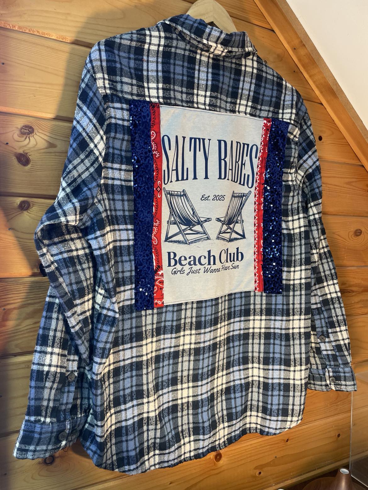🏖️ “Salty Babes Beach Club” Upcycled Flannel