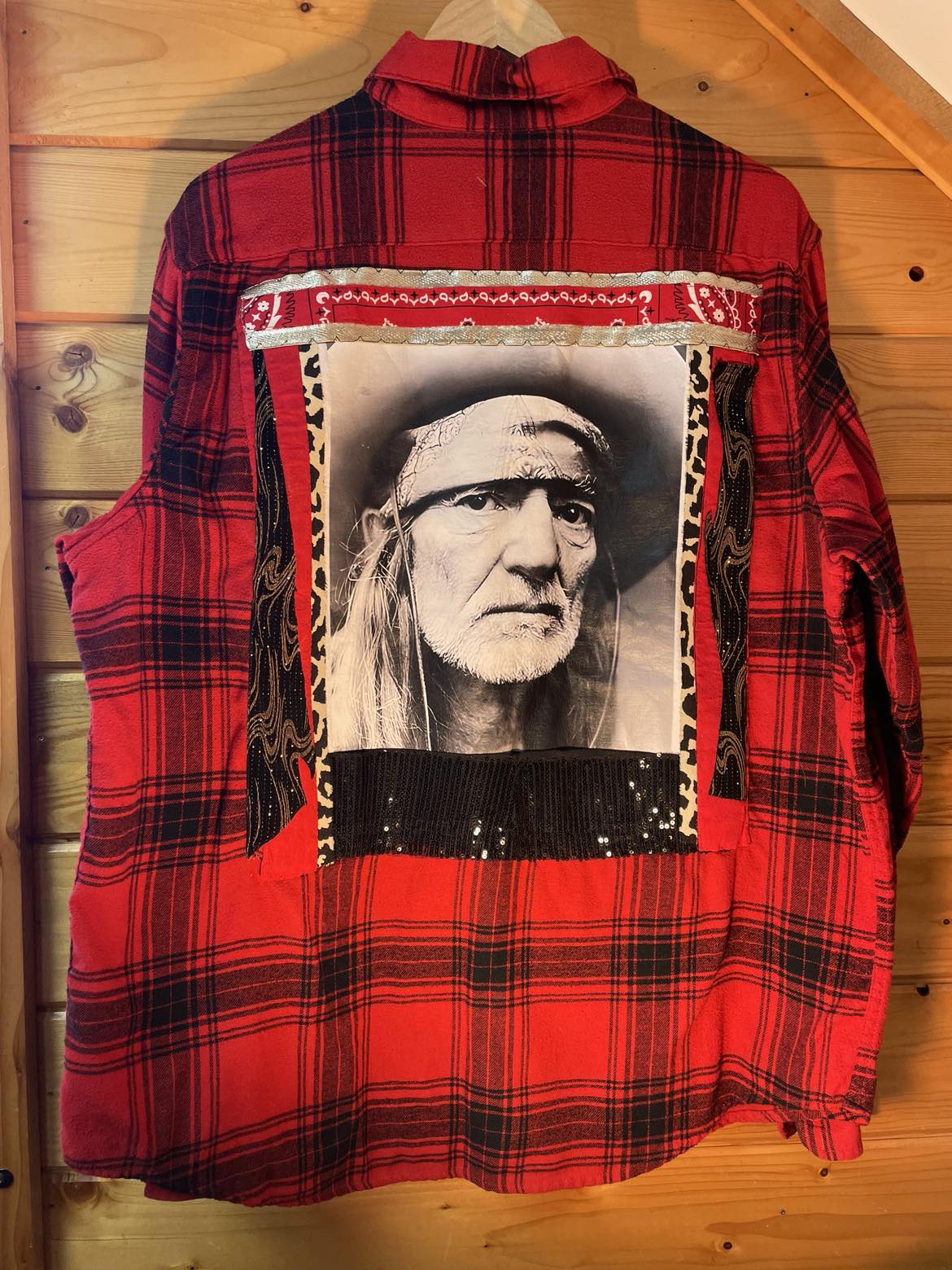🔥 “Whiskey Weather” Upcycled Willie Nelson Flannel (One of a Kind)