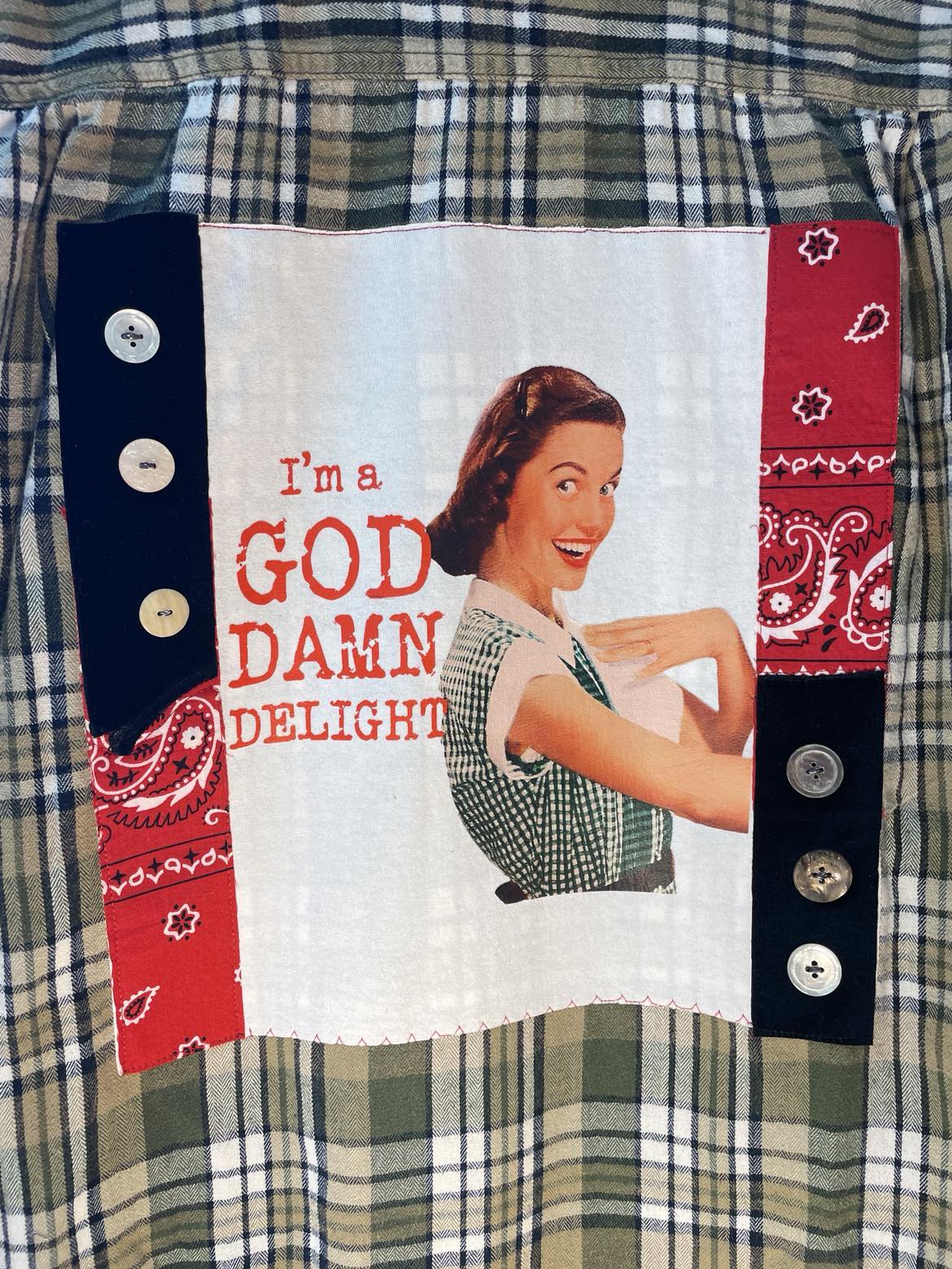 ☀️ “Goddamn Delight” Upcycled Flannel