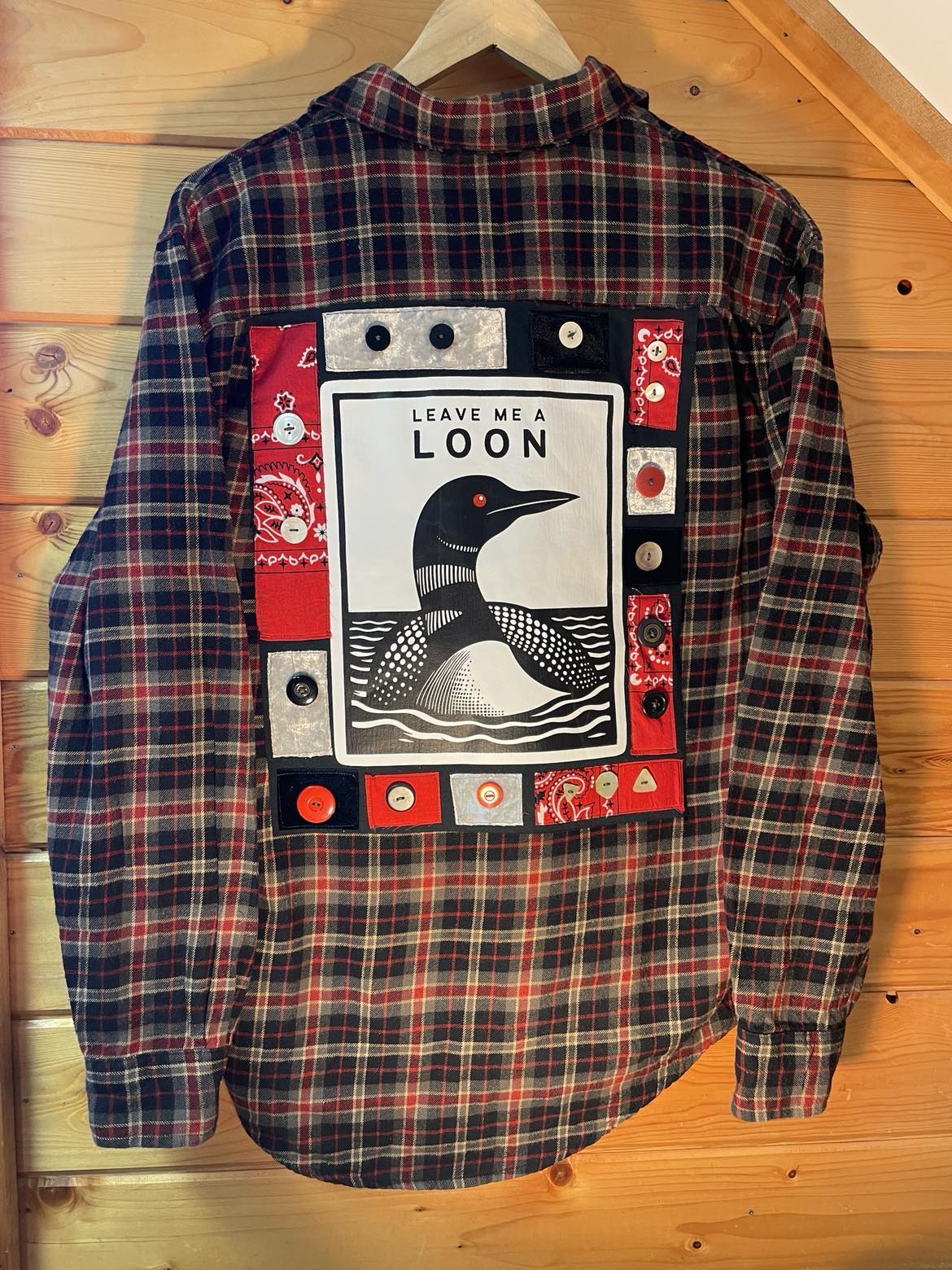 🪶 “Leave Me a Loon” Upcycled Flannel (One of a Kind)