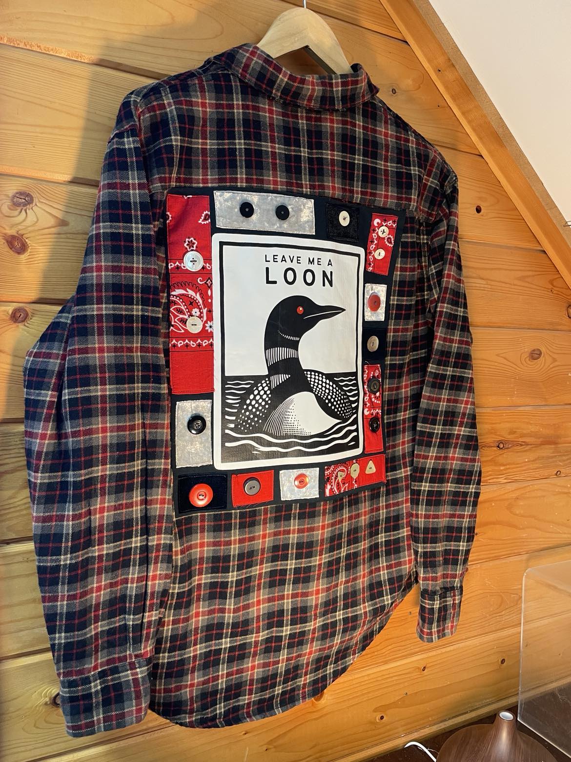 🪶 “Leave Me a Loon” Upcycled Flannel (One of a Kind)