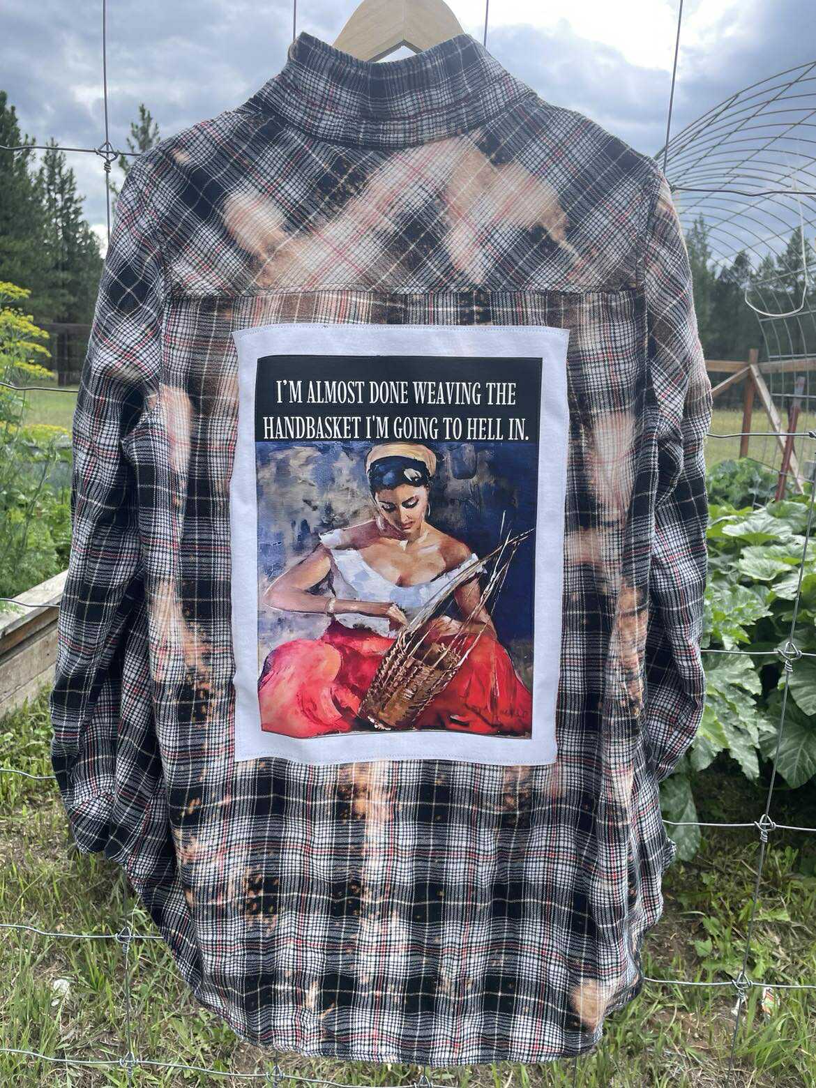‘Handbasket to Hell’ Flannel in Black plaid