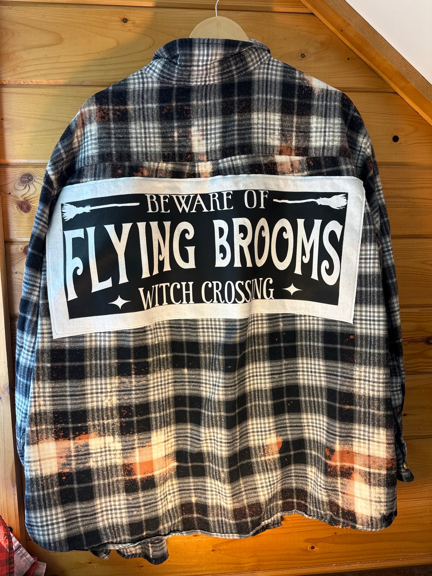 Beware of Flying Brooms Flannel