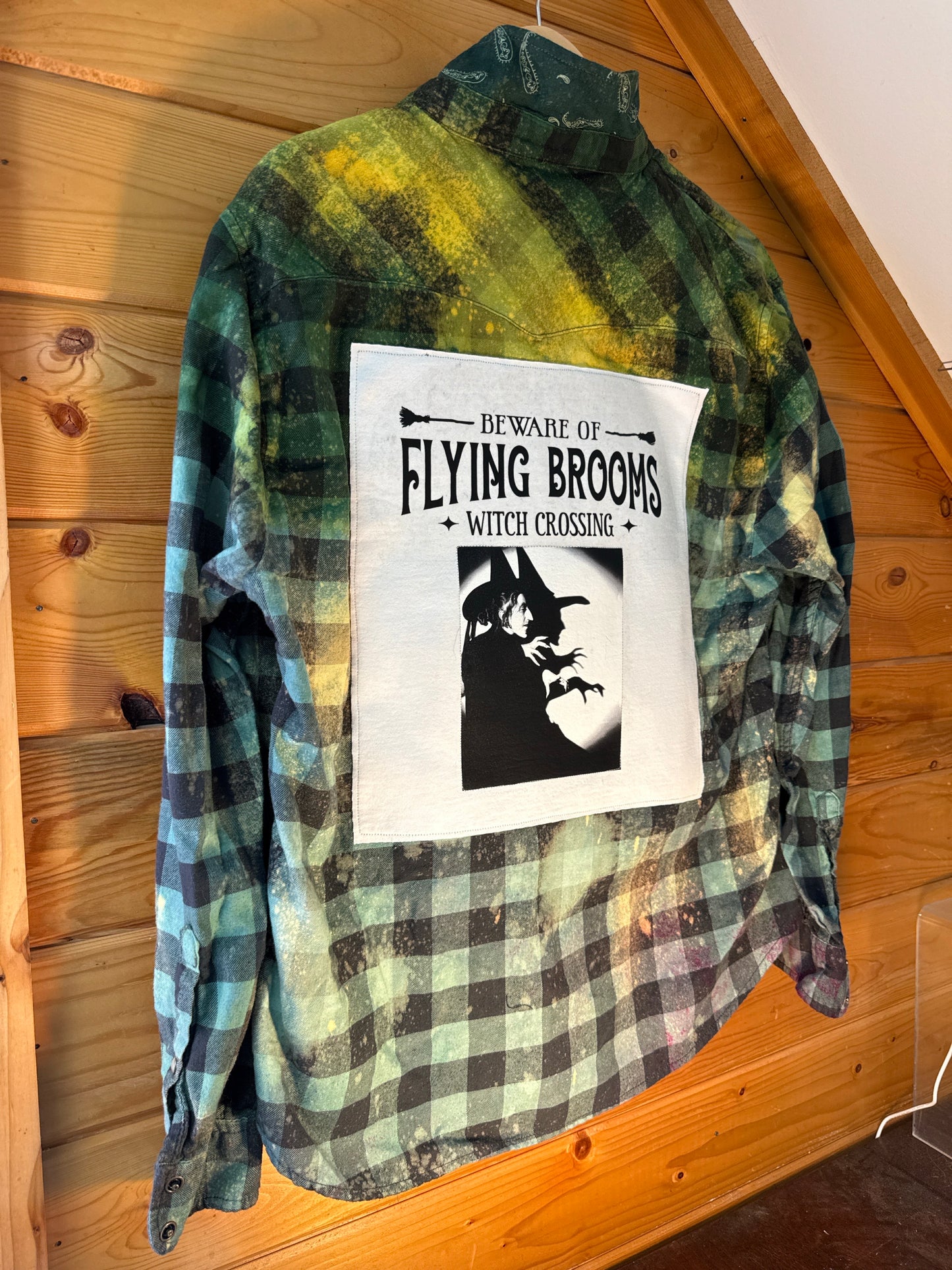 Flying Brooms ‘Witch Crossing’ Flannel