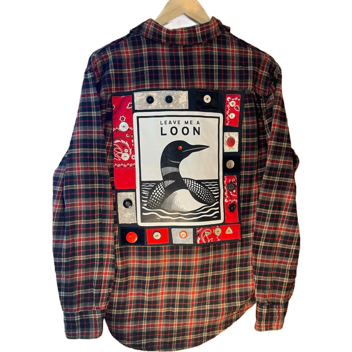 🪶 “Leave Me a Loon” Upcycled Flannel (One of a Kind)