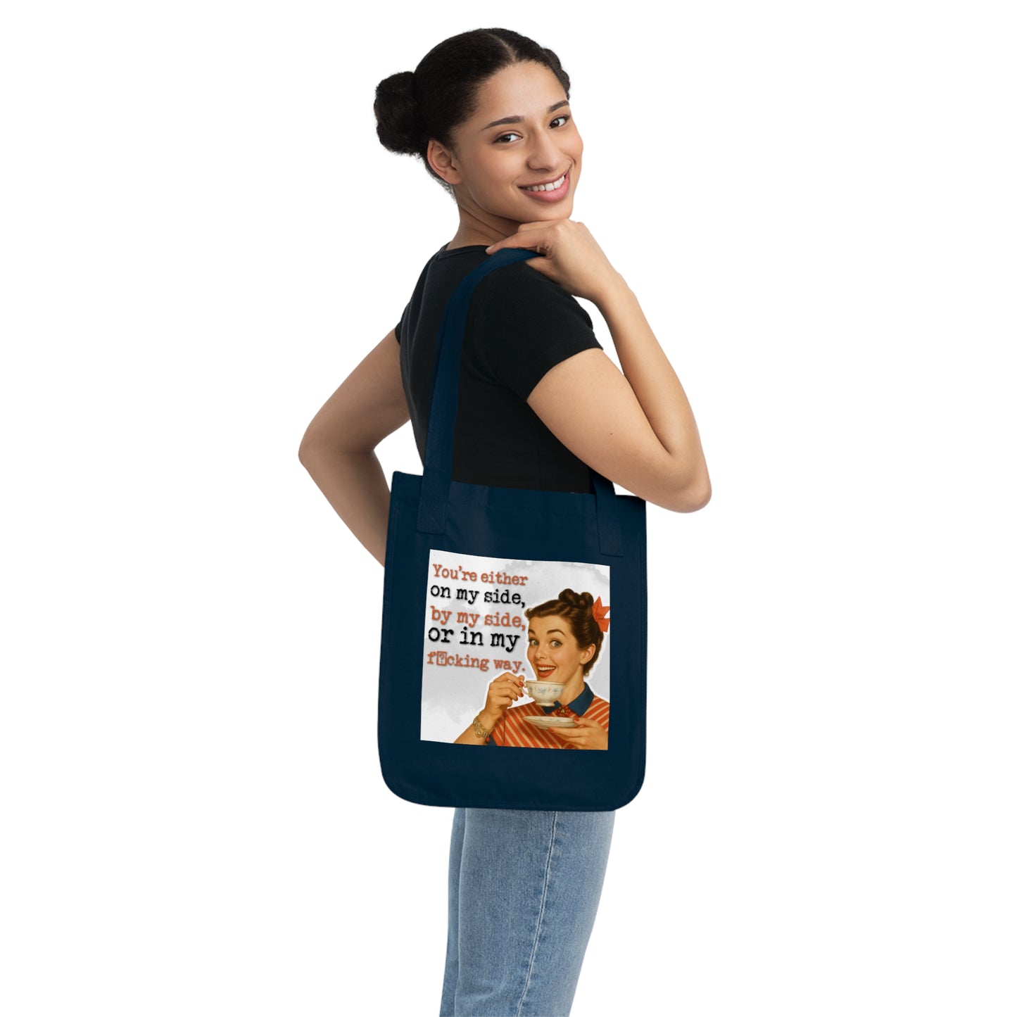 'on my side' - Vintage-Inspired Organic Canvas Tote Bag