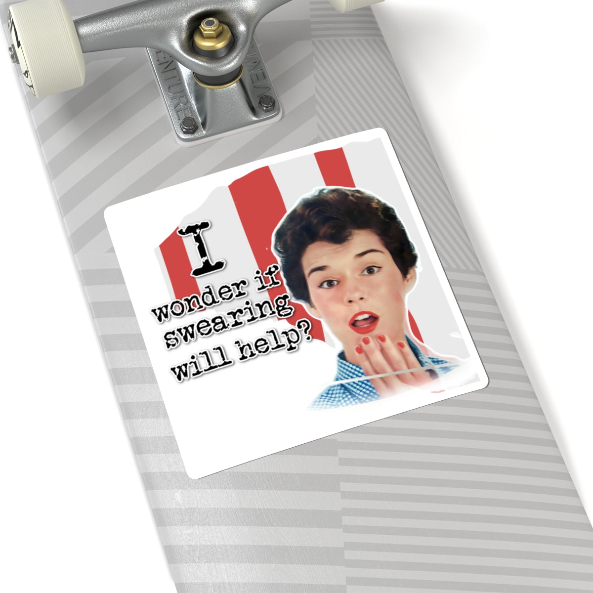 'I wonder if swearing' -Vintage Vibe Kiss-Cut Stickers -
