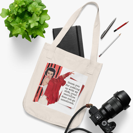 'THANK YOU for putting up' - Vintage-Inspired Organic Canvas Tote Bag