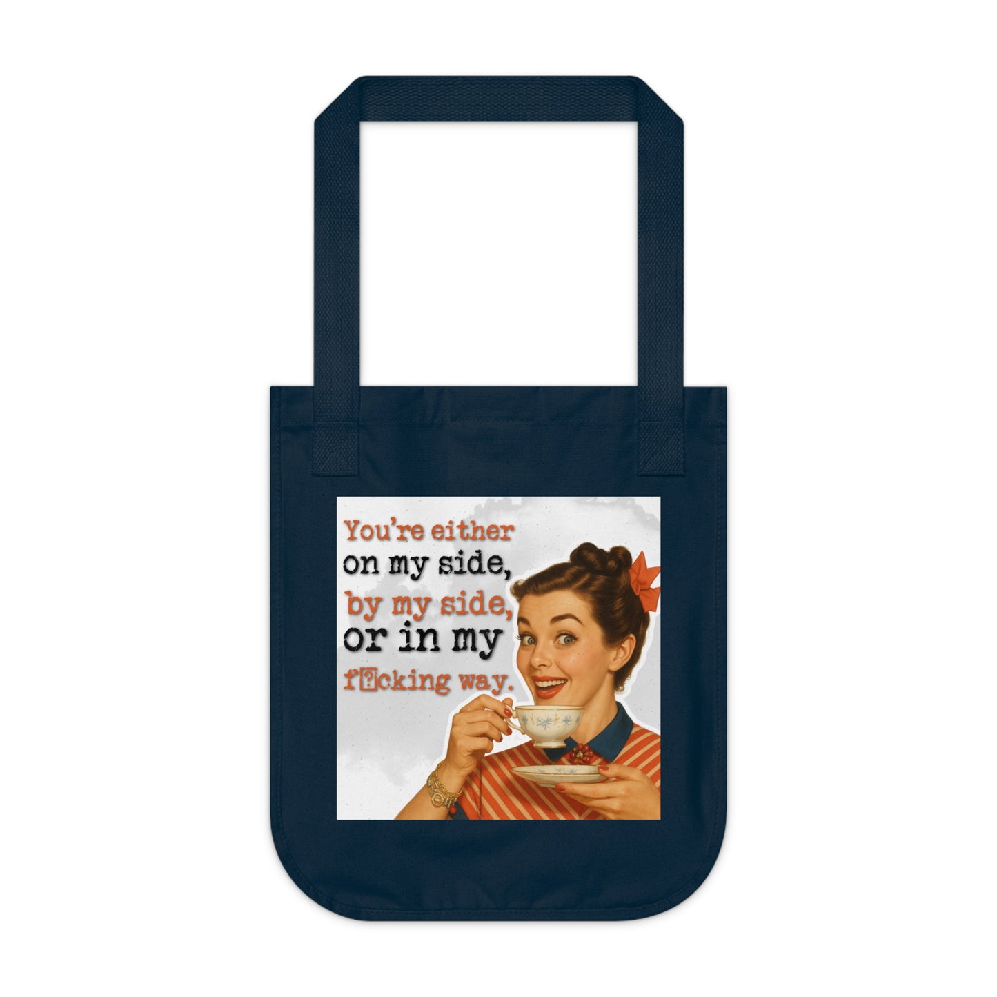 'on my side' - Vintage-Inspired Organic Canvas Tote Bag