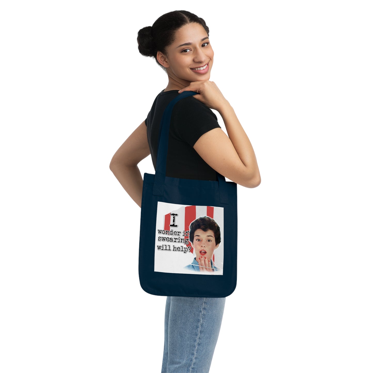 'I wonder if Swearing' - Vintage-Inspired Organic Canvas Tote Bag -