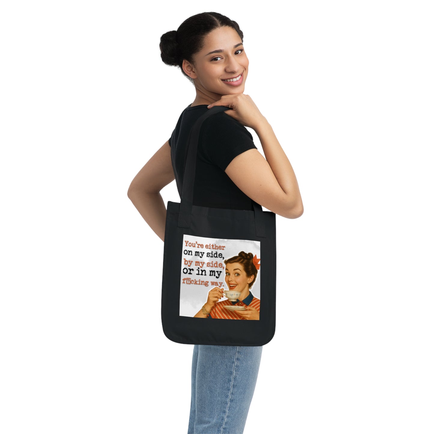 'on my side' - Vintage-Inspired Organic Canvas Tote Bag