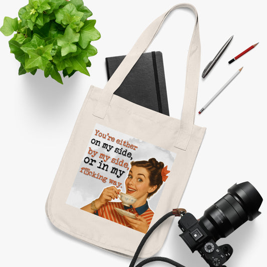 'on my side' - Vintage-Inspired Organic Canvas Tote Bag