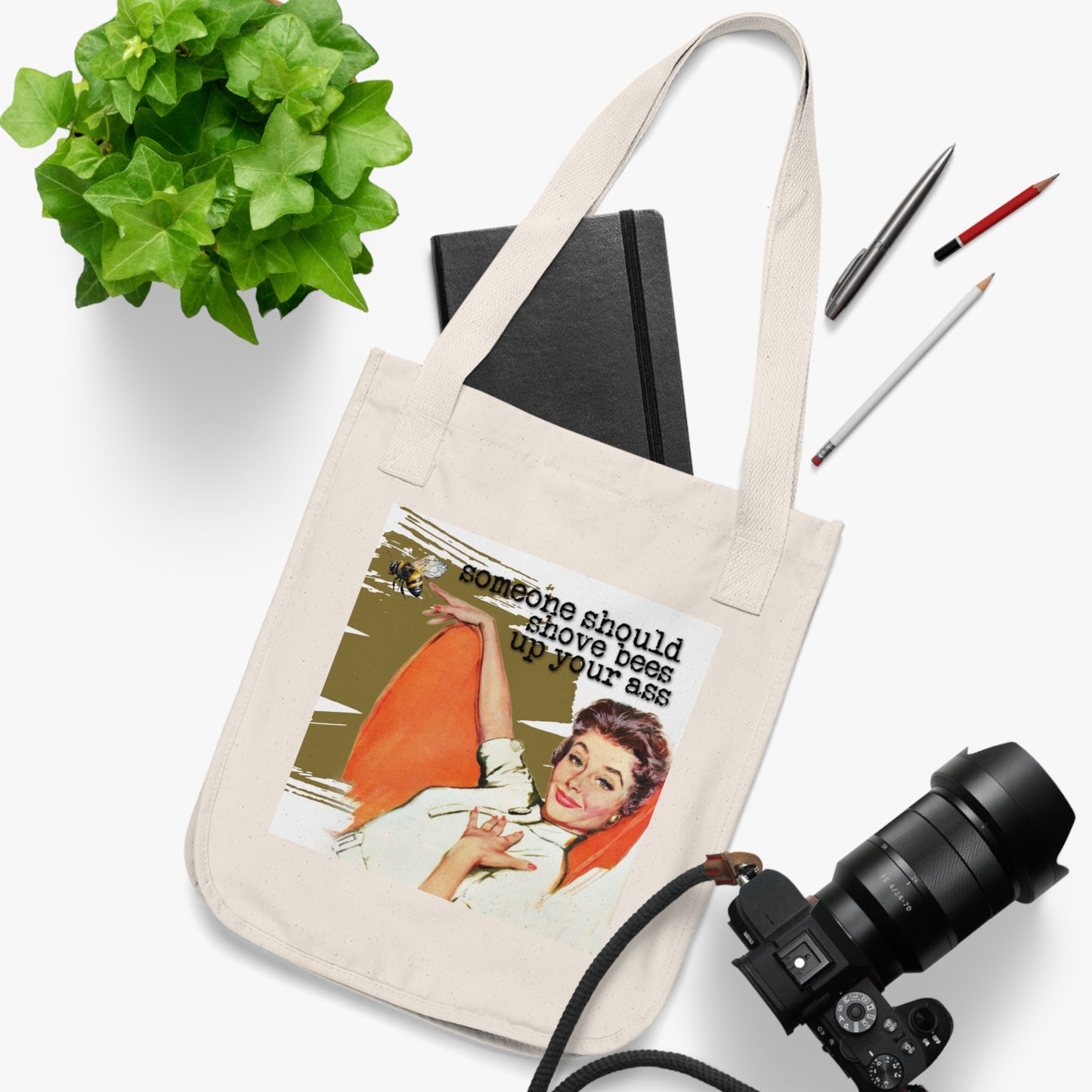 'Someone Should put BEES' - Vintage-Inspired Organic Canvas Tote Bag -