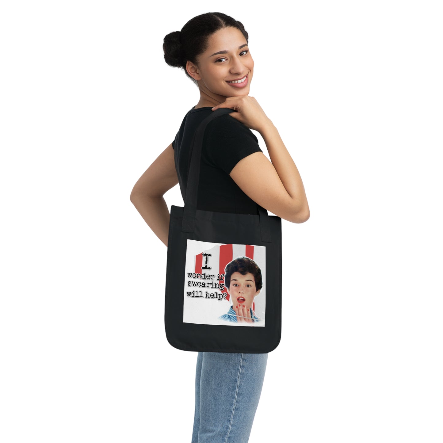 'I wonder if Swearing' - Vintage-Inspired Organic Canvas Tote Bag -