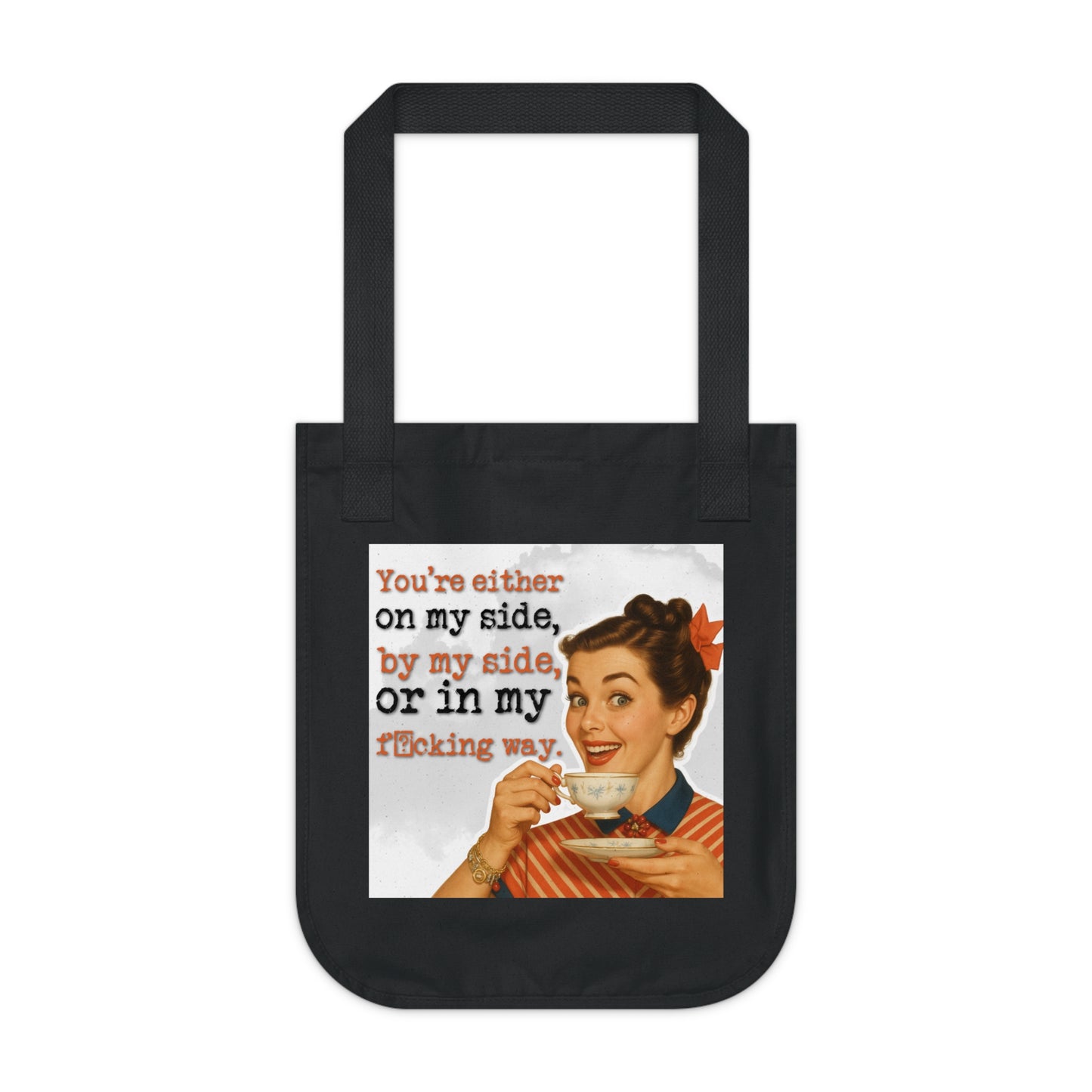 'on my side' - Vintage-Inspired Organic Canvas Tote Bag