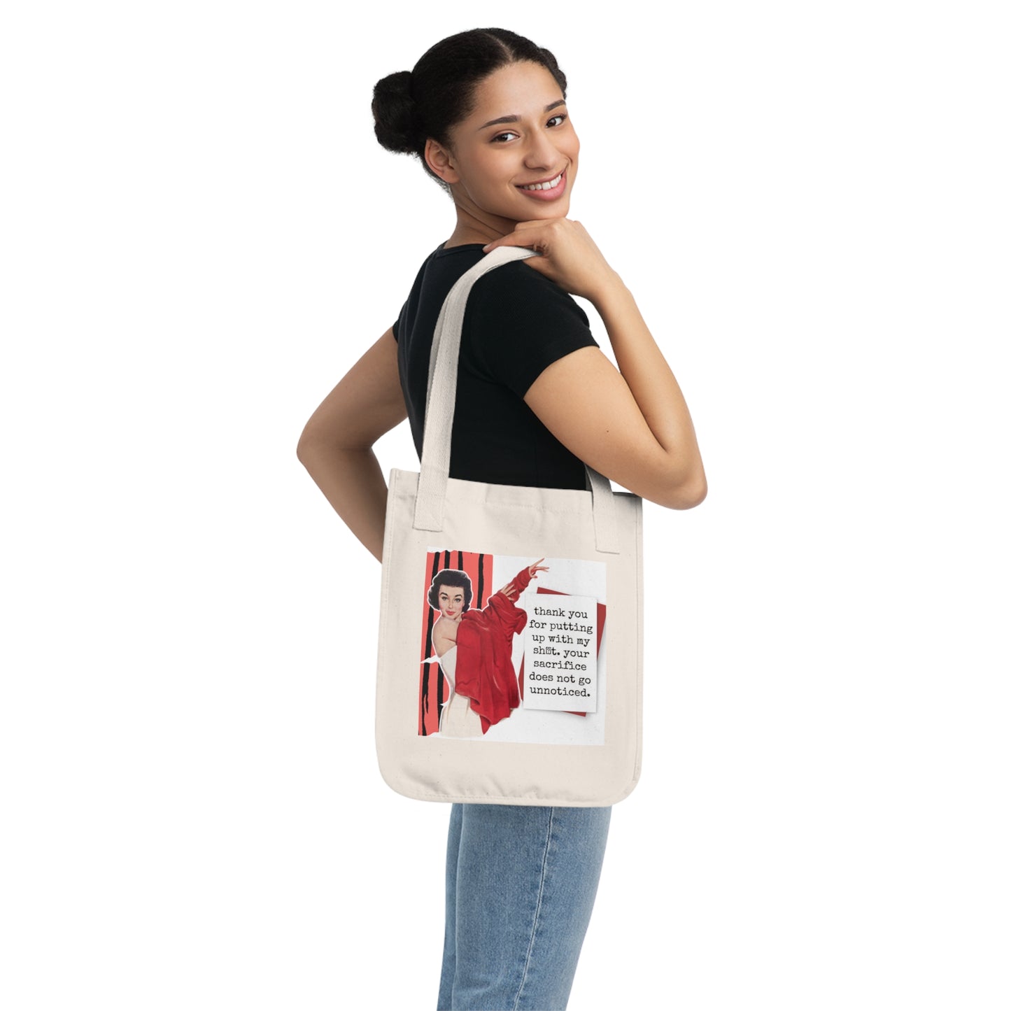 'THANK YOU for putting up' - Vintage-Inspired Organic Canvas Tote Bag