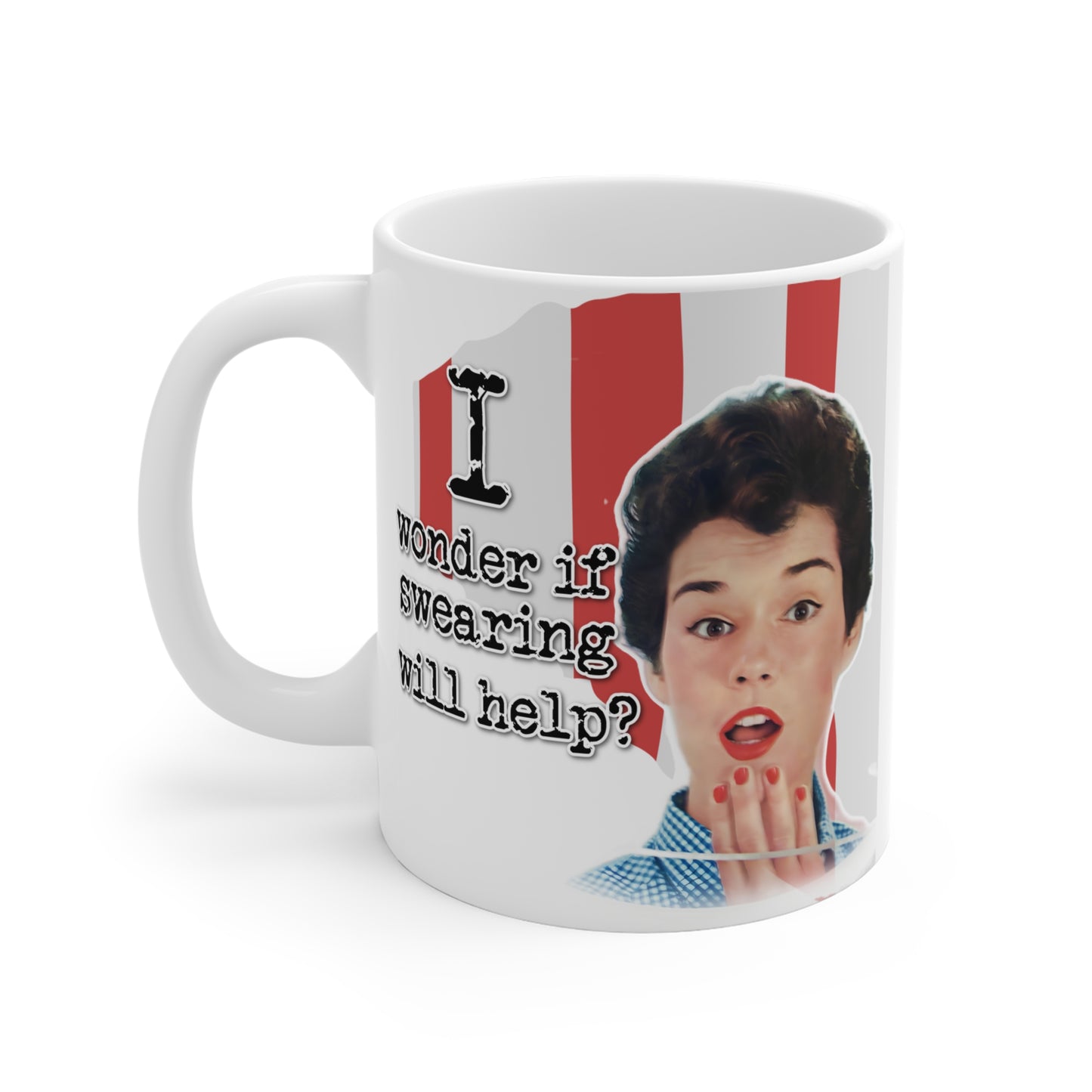 "I wonder if swearing" – Fun Coffee Cup for Gifts - Retro Humor Mug –