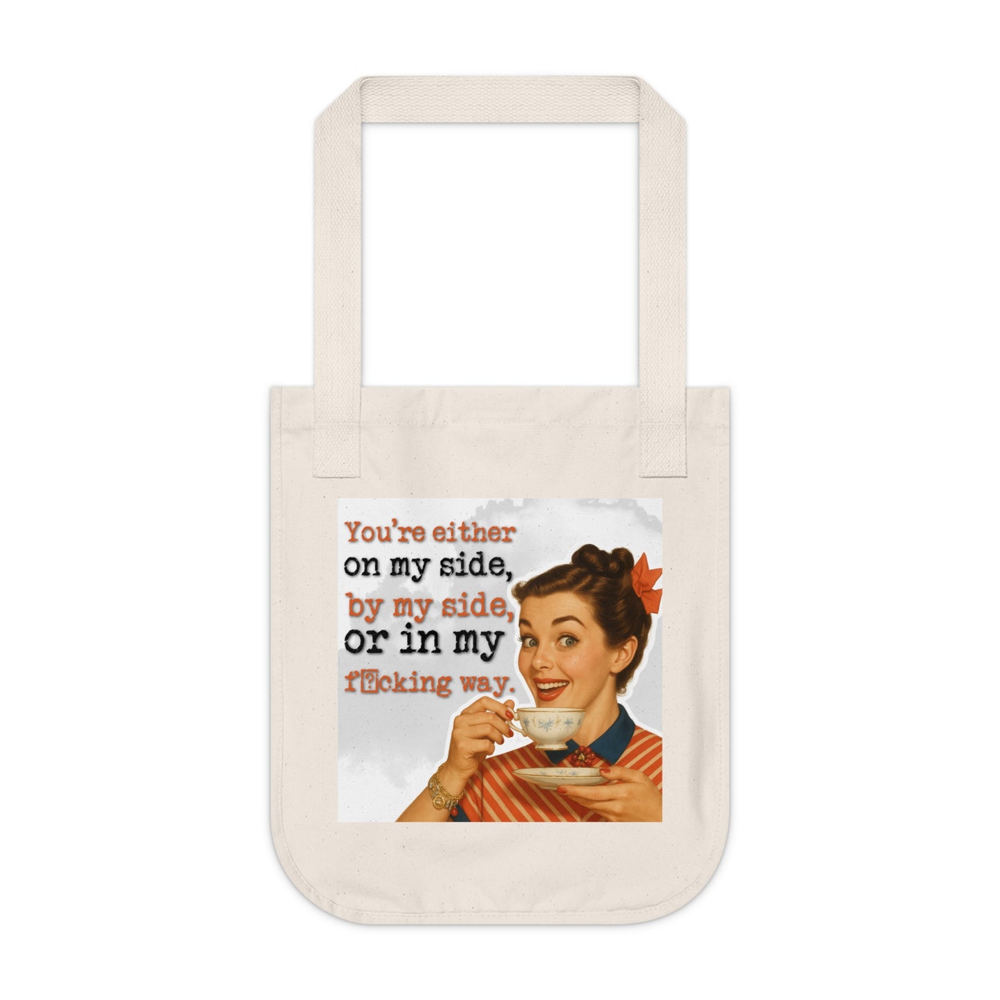 'on my side' - Vintage-Inspired Organic Canvas Tote Bag
