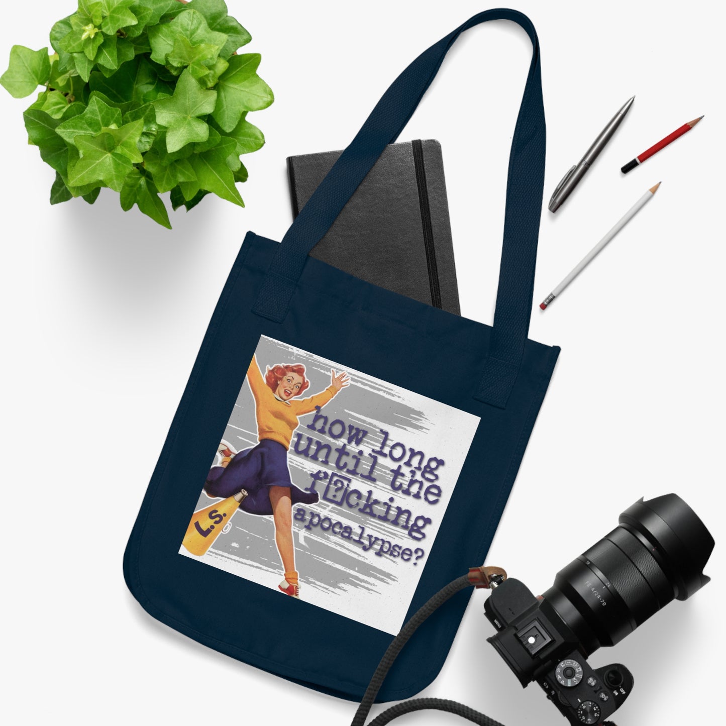 'How long' - Vintage-Inspired Organic Canvas Tote Bag
