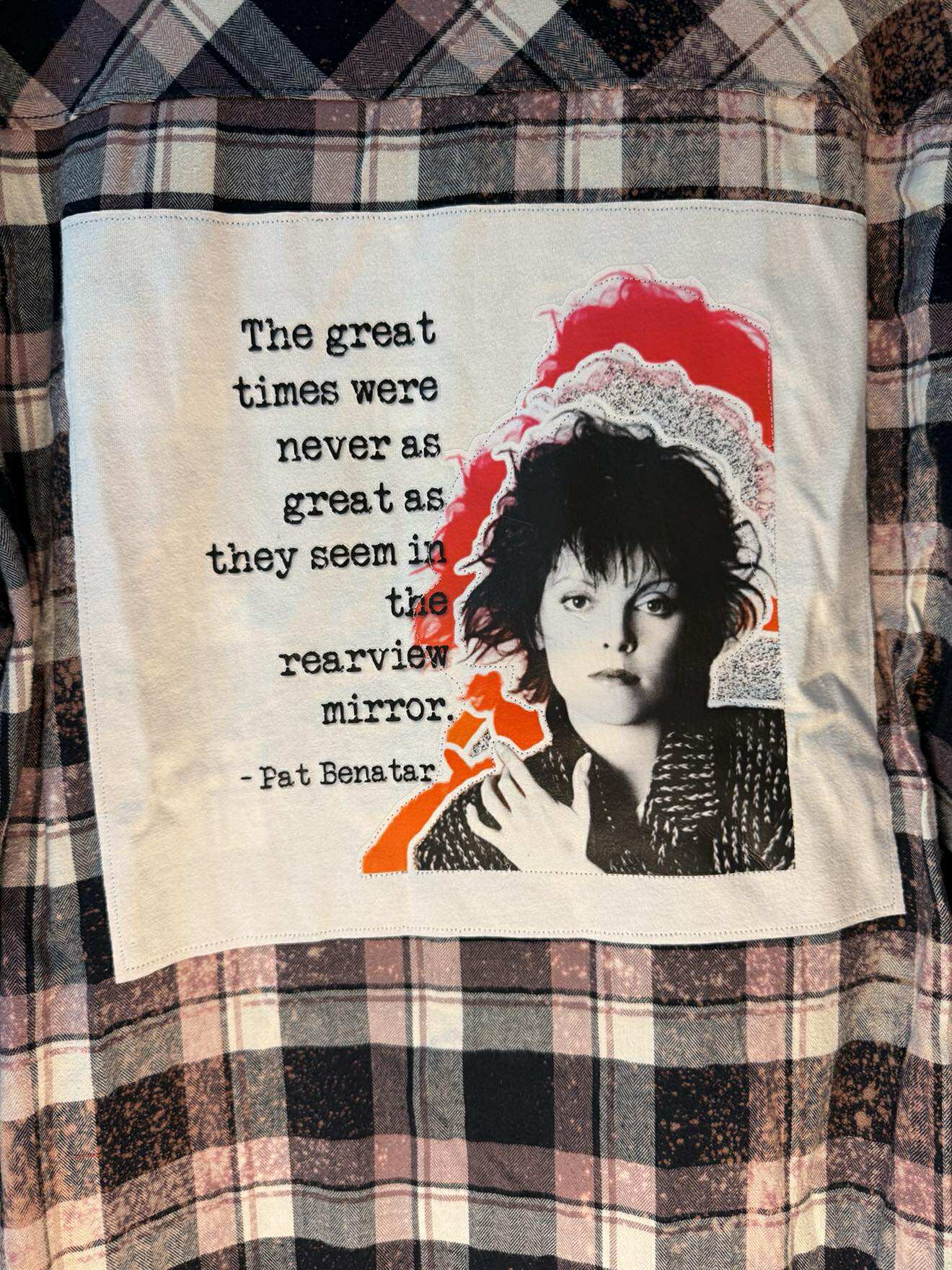 Pat Benatar “Rearview Mirror” pink black flannel