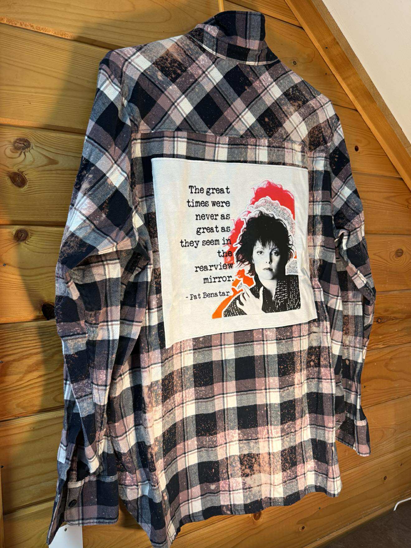 Pat Benatar “Rearview Mirror” pink black flannel