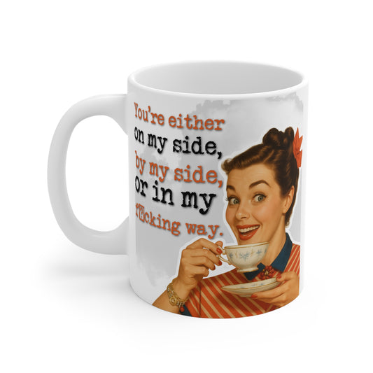 'on my side' - Retro Humor Mug – Fun Coffee Cup for Gifts