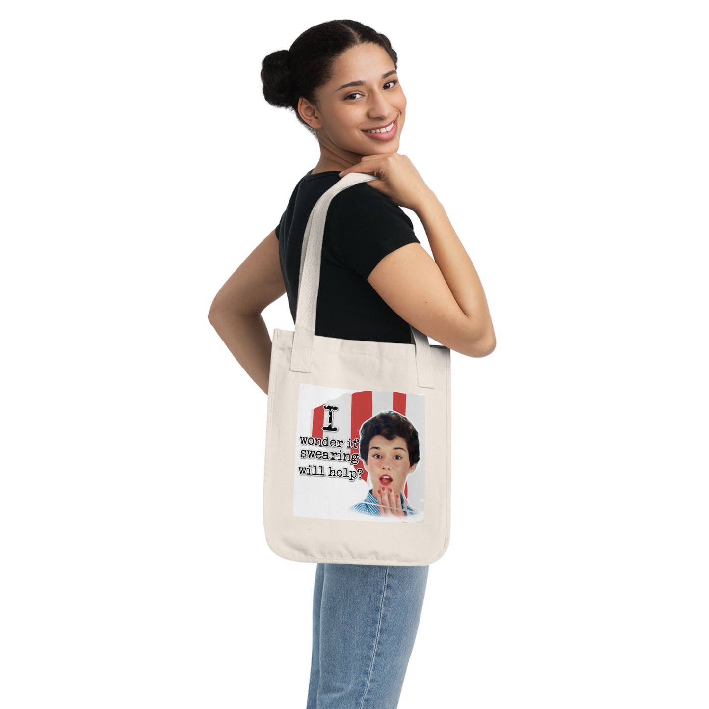 'I wonder if Swearing' - Vintage-Inspired Organic Canvas Tote Bag -