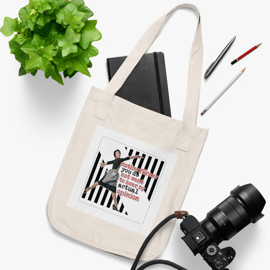 'my ACTUAL opinion' - Vintage-Inspired Organic Canvas Tote Bag