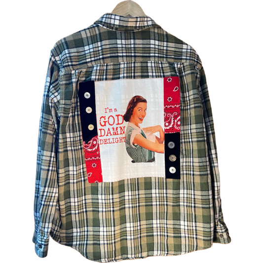 ☀️ “Goddamn Delight” Upcycled Flannel
