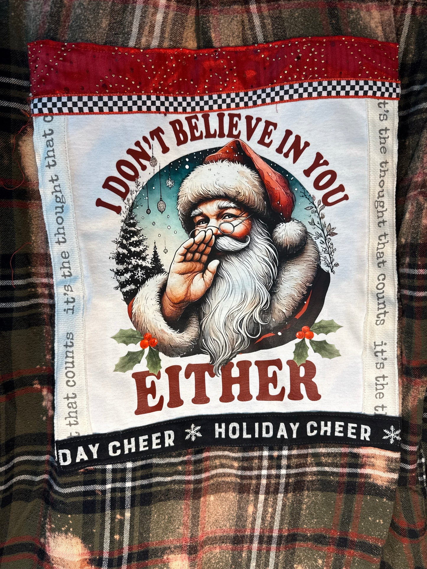 “I Don’t Believe in You Either” Santa Flannel