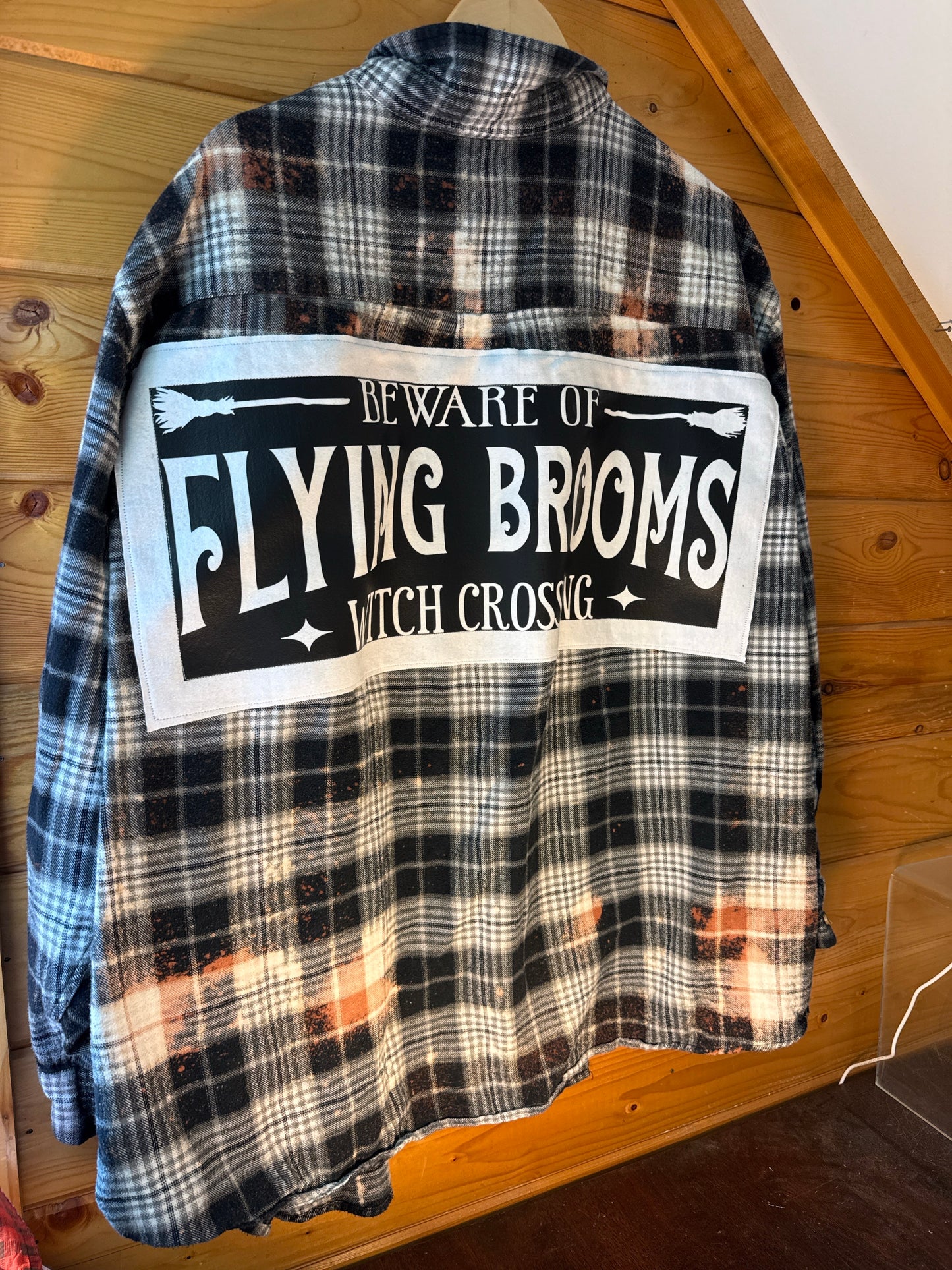 Beware of Flying Brooms Flannel