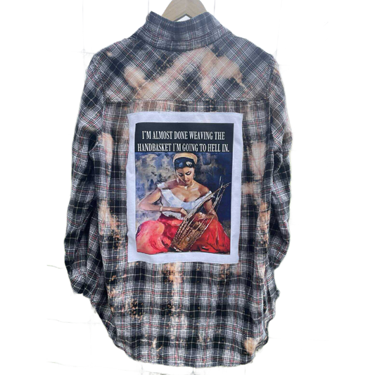 ‘Handbasket to Hell’ Flannel in Black plaid