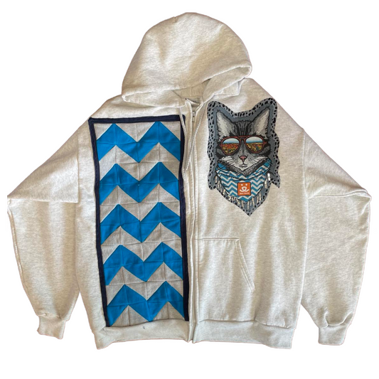 Chevron Cat HOODIE w/zipper