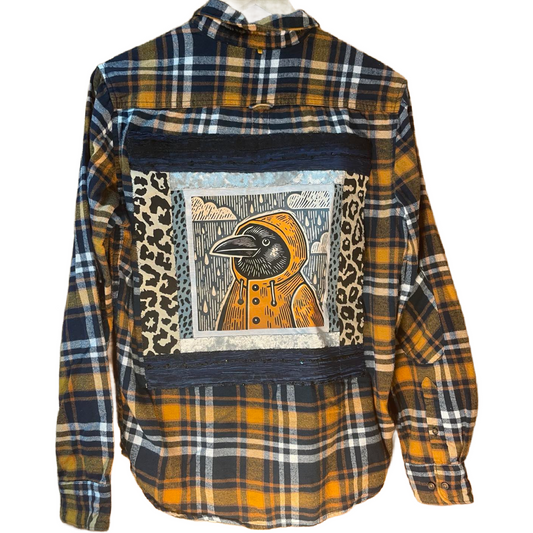 🖤 “Rain or Wreck” Crow Flannel