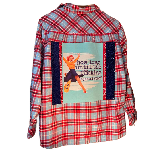 “How Long Until the F*cking Apocalypse?” Flannel – Aunt Jane’s Swears Edition RED