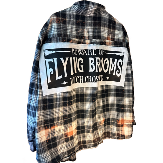 Beware of Flying Brooms Flannel