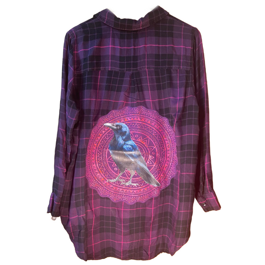 🖤 Witchy Sht & Raven Sass – Mandala Magic Flannel* 🔮