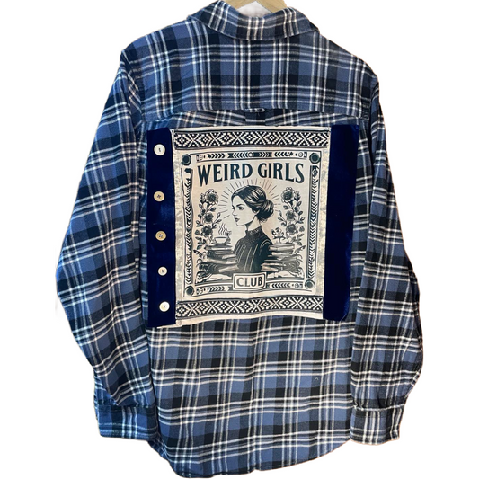 🌙 “Weird Girls Club” Upcycled Flannel (One of a Kind)
