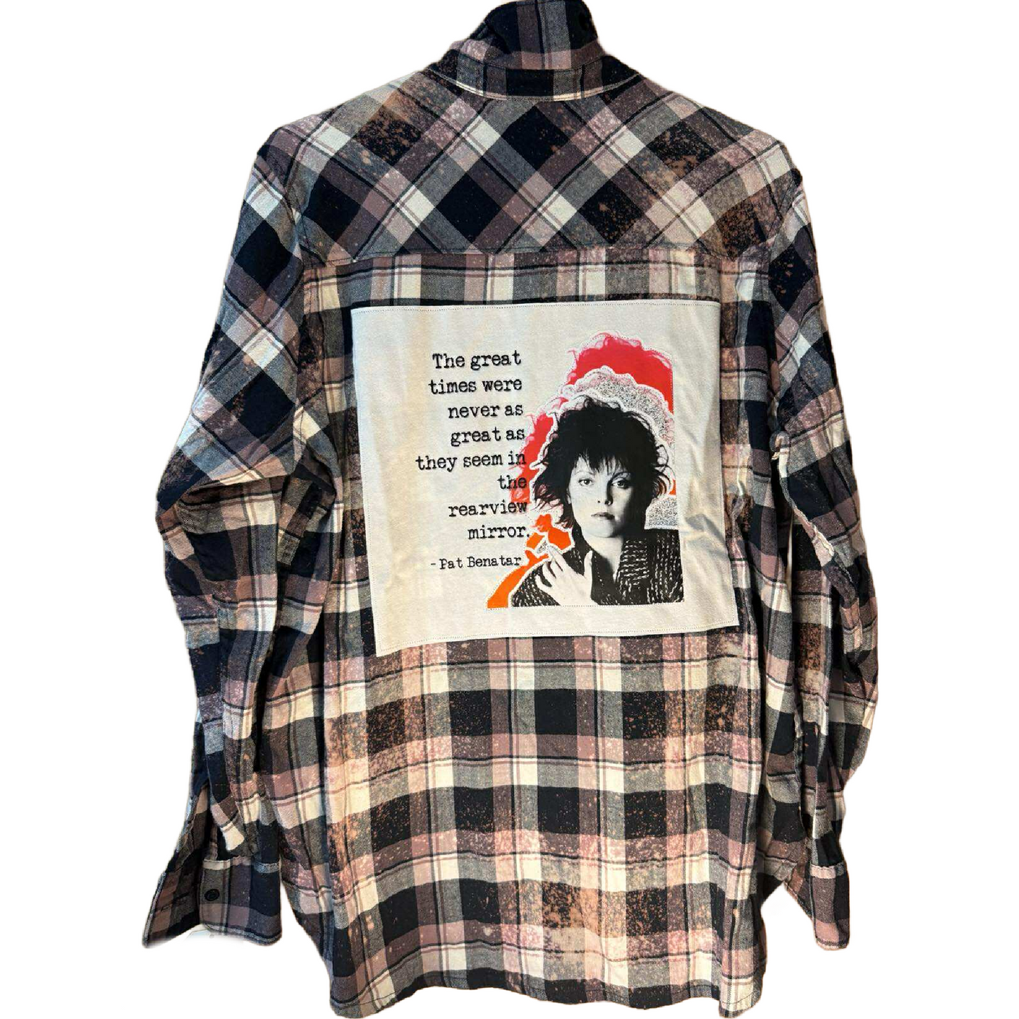 Pat Benatar “Rearview Mirror” pink black flannel